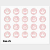 Roze prinses Crown Striped Baby Ronde Sticker (Vel)