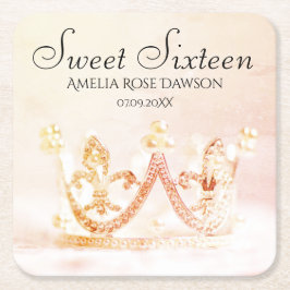  roze prinses Crown Sweet Sixteen Kartonnen Onderzetters