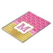  roze prinses Crowns & Gold Glitter Stripes Notitieboek (Linkerzijde)