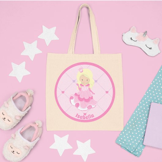 Roze prinses Custom Girly Kinder Tote Bag