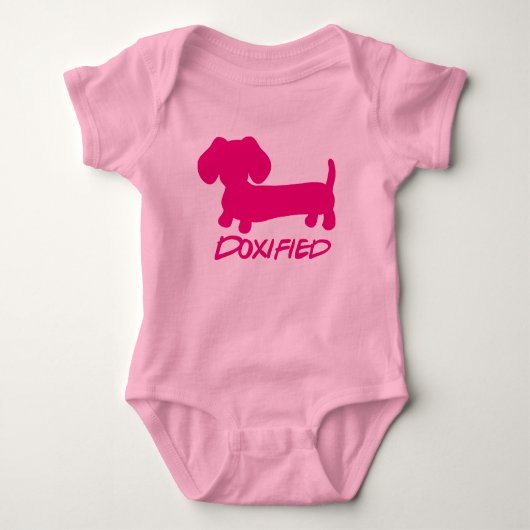 Roze Prinses Dachshund Doxified Baby Een stuk Romper (Voorkant)