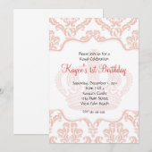 Roze Prinses Damask Kaart (Voorkant / Achterkant)