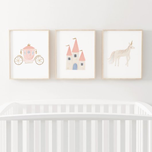 Roze Prinses Eenhoorn Meisjes Kamer Decor Muurkunst Sets
