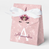 Roze Prinses Eenhoorn Roos Goud Blush Roze Glitter Bedankdoosjes (Voorkant Zijde)