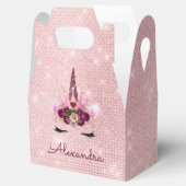 Roze Prinses Eenhoorn Roos Goud Blush Roze Glitter Bedankdoosjes (Geopend)