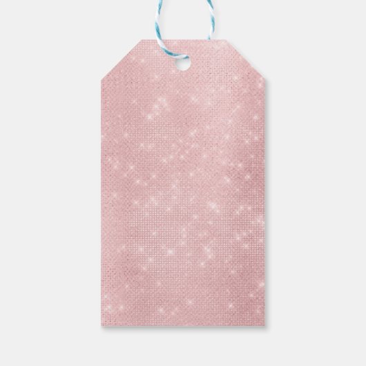 Roze Prinses Eenhoorn Roos Goud Blush Roze Glitter Cadeaulabel (Achterkant)