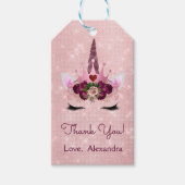 Roze Prinses Eenhoorn Roos Goud Blush Roze Glitter Cadeaulabel (Voorkant)