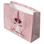 Roze Prinses Eenhoorn Roos Goud Blush Roze Glitter Groot Cadeauzakje (Achterkant Gekanteld)