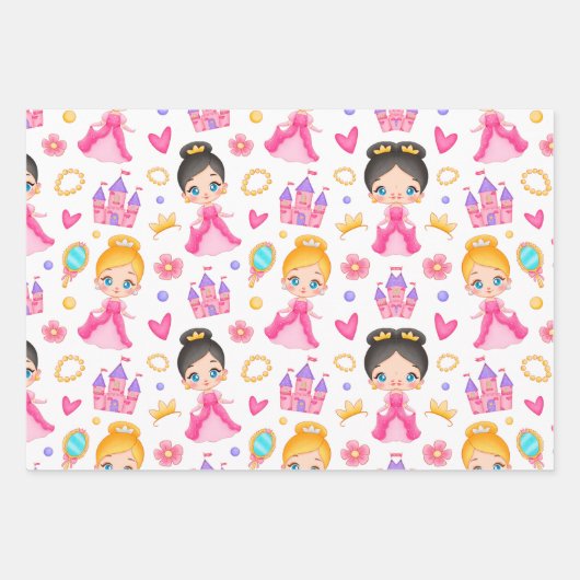 Roze prinses en Castle met Pattern Inpakpapier Vel (Voorkant 2)