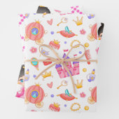 Roze prinses en Castle met Pattern Inpakpapier Vel (In situ)