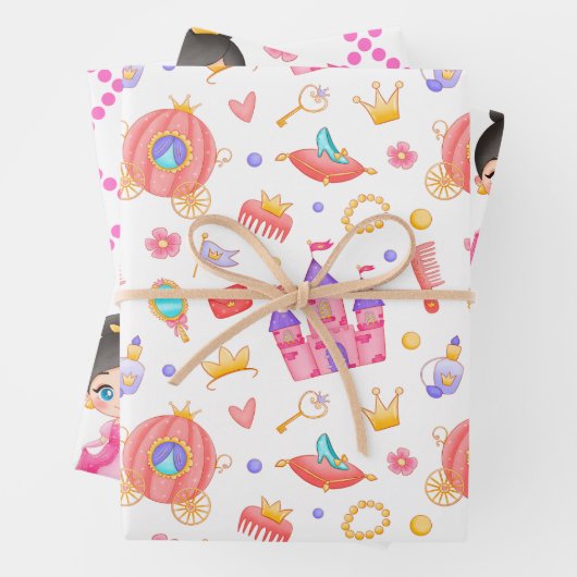 Roze prinses en Castle met Pattern Inpakpapier Vel (In situ)