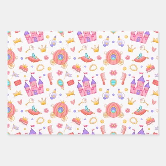 Roze prinses en Castle met Pattern Inpakpapier Vel (Voorkant)