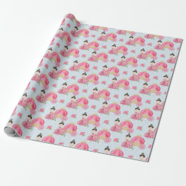 Roze prinses en wagen cadeaupapier