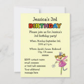 roze prinses fairy 3de verjaardag kaart (Achterkant)