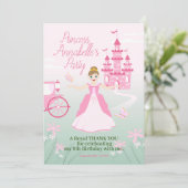 Roze Prinses Fantasy Verjaardagsfeestje Bedankkaart (Staand voorkant)