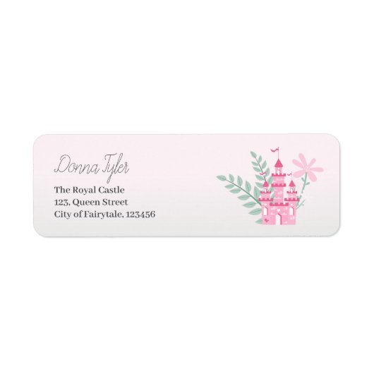 Roze Prinses Fantasy Verjaardagsfeestje Etiket (Voorkant)
