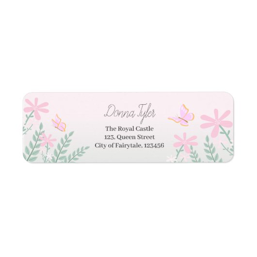 Roze Prinses Fantasy Verjaardagsfeestje Etiket (Voorkant)