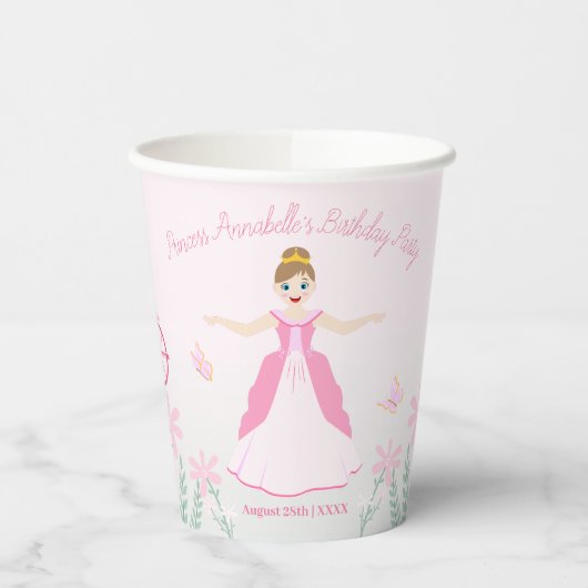 Roze Prinses Fantasy Verjaardagsfeestje Papieren Bekers (Links)