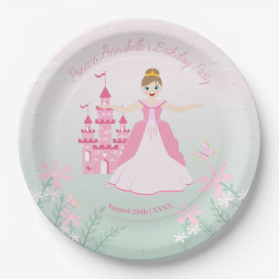 Roze Prinses Fantasy Verjaardagsfeestje Papieren Bordje