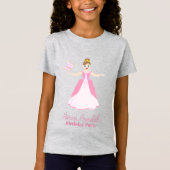 Roze Prinses Fantasy Verjaardagsfeestje T-shirt (Voorkant)
