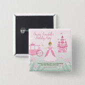 Roze Prinses Fantasy Verjaardagsfeestje Vierkante Button 5,1 Cm (Voorkant /achterkant)