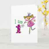 Roze prinses fee (leeftijd 1) kaart (Gele Bloem)