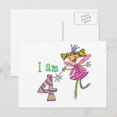 Roze prinses fee (leeftijd 4) briefkaart (Voorkant / Achterkant)