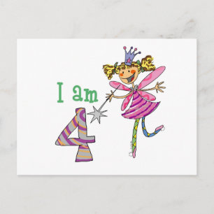 Roze prinses fee (leeftijd 4) briefkaart