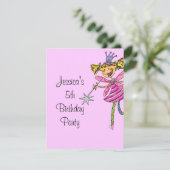 roze prinses fee vijfde verjaardag kaart (Staand voorkant)