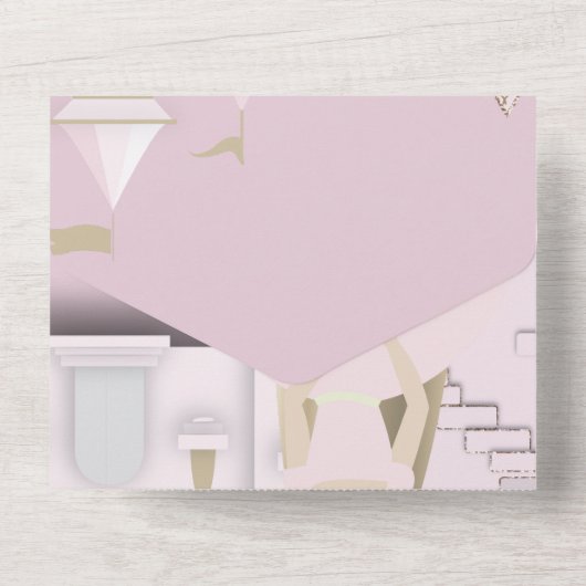 ROZE PRINSES FEESTUITNODIGING ALL IN ONE UITNODIGING (Achterkant)