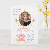 Roze Prinses Foto Verjaardag Wenskaart Kaart (Gele Bloem)