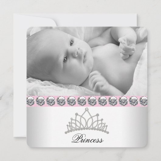 Roze Prinses Geboorte Aankondigingen (Voorkant)