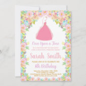 Roze Prinses Glitter Prinses Verjaardag Uitnodigin Kaart (Voorkant)