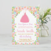 Roze Prinses Glitter Prinses Verjaardag Uitnodigin Kaart (Staand voorkant)