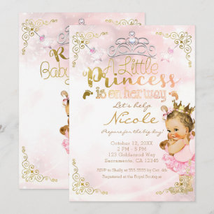 Roze Prinses Glitter Tutu & Kroon Baby Shower Kaart