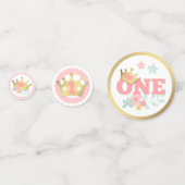 Roze Prinses Goud Kroon Baby Meisje Eerste Verjaar Confetti (Voorkanten)