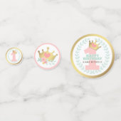 Roze Prinses Goud Kroon Baby Meisje Eerste Verjaar Confetti (Achterkanten)