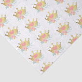 Roze Prinses Gouden Kroon & Pastel Bloemen Verjaar Tissuepapier (Detail)