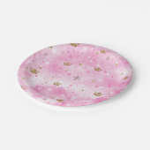 Roze Prinses Harten Sterren & Kronen Verjaardagsfe Papieren Bordje (Gekanteld)