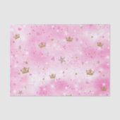 Roze Prinses Harten Sterren & Kronen Verjaardagsfe Tissuepapier (Voorkant)