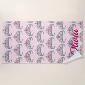 roze prinses Jewel Tiara Crown Royalty Strandlaken (Voorkant)