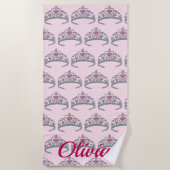 roze prinses Jewel Tiara Crown Royalty Strandlaken (Voorkant)