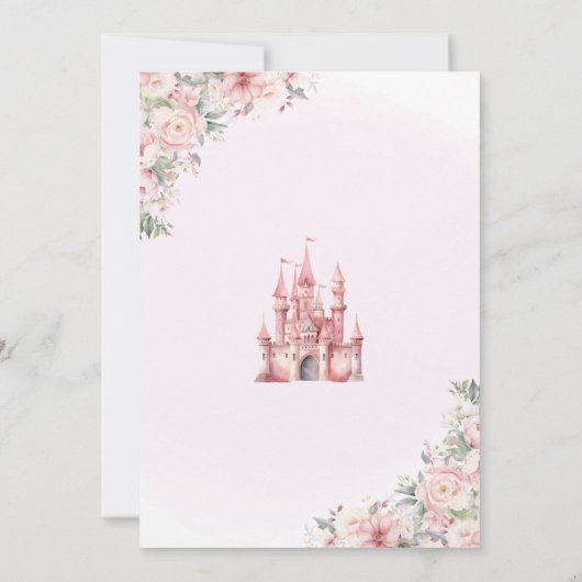 Roze prinses jurk verjaardagsfeestje uitnodigen kaart (Achterkant)