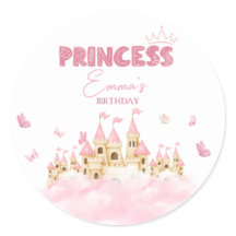 Roze Prinses Kasteel Kroon Vlinders Wolken