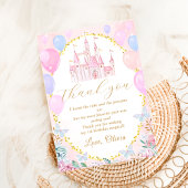 Roze Prinses Kasteel Meisje Verjaardag Dank u Kaar Bedankkaart