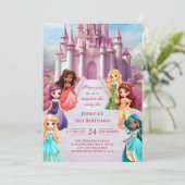 Roze Prinses Kasteel Royal Kind Meisje Verjaardag Kaart (Staand voorkant)