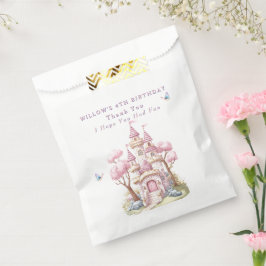 Roze Prinses Kasteel Roze Bomen Vlinders Bedankzakje