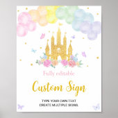 Roze Prinses Kasteel Verjaardag Custom Tafel Teken Poster (Voorkant)