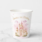 Roze Prinses Kasteel Verjaardag Papieren Kopjes Papieren Bekers (Achterkant)