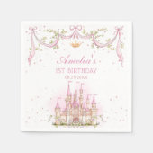 Roze Prinses Kasteel Verjaardag Party Papier serve Servet (Voorkant)